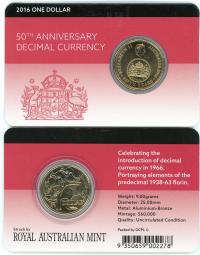 Image 1 for 2016 $1 50th Anniversary Decimal Currency