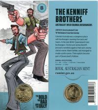 Image 1 for 2019 $1 UNC Coin 'B' Brisbane Counterstamp Australian Bushrangers - The Kenniff Brothers