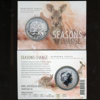 Image 1 for 2019 $1  Kangaroo Series - Seasons Change Fine Silver Frosted UNC Coin on Card