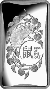 Image 2 for 2020 Lunar Year of the Rat Half oz Silver Rectangle Coin