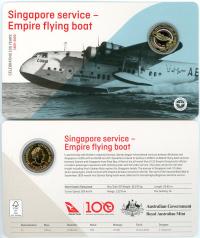 Image 1 for 2020 Qantas Centenary $1 Coloured UNC Coin - Singapore Service Empire Flying Boat