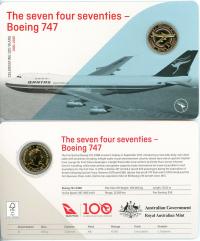 Image 1 for 2020 Qantas Centenary $1 Coloured UNC Coin - Boeing 747