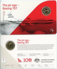 Image 1 for 2020 Qantas Centenary $1 Coloured UNC Coin - The Jet Age Boeing 707