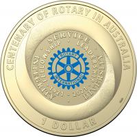 Image 2 for 2021 Centenary of Rotary Australia - $1 UNC AlBr Coloured Coin on Card