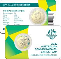 Image 1 for 2022 $1 Commonwealth Games Coloured AlBr UNC Coin on Card