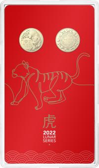 Image 1 for 2022 $1 Lunar Year of the Tiger AlBr UNC Two Coin Set