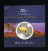 Image 3 for 2006 Selectively Gold Plated 1oz Silver Kangaroo Proof Coin