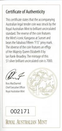 Image 4 for 2011 $1 Silver Proof Coin - Kangaroo At Sunset