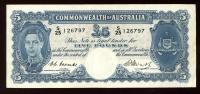 Image 1 for 1949 Five Pound Banknote Coombs-Watt S23 126797 aVF