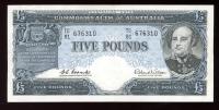Image 1 for 1961 Five Pound Banknote Coombs-Wilson TC81 676310 VF