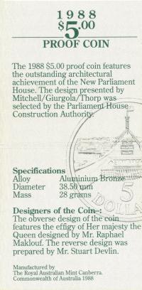 Image 4 for 1988 $5 Proof - Parliament House