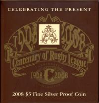 Image 1 for 2008 Centenary of Rugby League $5 Proof