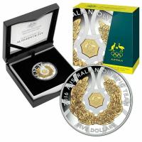 Image 4 for 2016 Australian Olympic Team Selectively Gold Plated $5.00 Silver Proof Coin