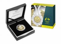 Image 1 for 2016 Australian Olympic Team Selectively Gold Plated $5.00 Silver Proof Coin