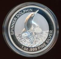 Image 2 for 2020 1oz High Relief Silver $5.00 Proof Coin - Spinner Dolphin