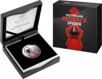 Image 1 for 2021 Royal Australian Mint Coloured Silver $5.00 Proof Redback Spider