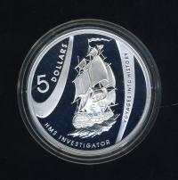 Image 1 for 2002 Australian $5.00 Silver Coin from Masterpieces in Silver Set - HMS Investigator.  The Coin is .999 Silver.