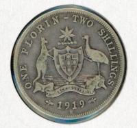 Image 1 for 1919 George V Australian Florin VG