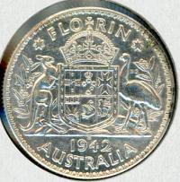 Image 1 for 1942S Australian Florin gVF