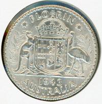 Image 1 for 1943S Australian Florin aUNC B