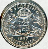 Image 1 for 1957 Australian Florin gEF