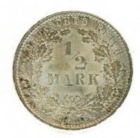 Image 1 for 1915D German Silver Half Mark aUNC