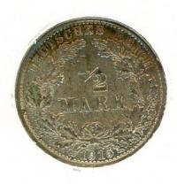 Image 1 for 1915G German Silver Half Mark EF