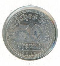 Image 1 for 1919F German Silver 50 Pfennig EF