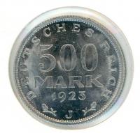 Image 1 for 1923J German Silver 500 Mark aUNC