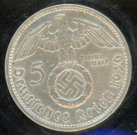 Image 1 for 1936 D German Silver 5 Marks EF