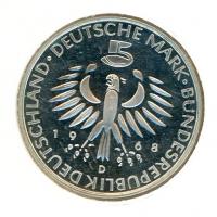Image 2 for 1968D German Silver Five Marks 