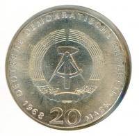 Image 2 for 1968 DDR Silver 20 Marks UNC