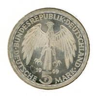 Image 2 for 1969F German Silver Five Marks (B) - Long 