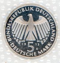 Image 2 for 1973G German Silver Proof Five Mark Coin