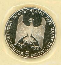 Image 2 for 1978D German Silver Proof Five Mark Coin