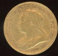 Image 2 for 1893S Australian Queen Victoria Veil Head Gold Half Sovereign