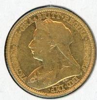 Image 2 for 1897S Australian Queen Victoria Veil Head Gold Half Sovereign