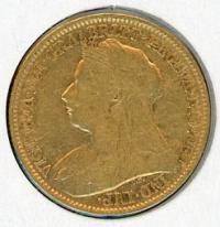 Image 2 for 1900M Australian Queen Victoria Veil Head Gold Half Sovereign