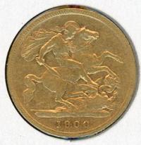 Image 1 for 1900M Australian Queen Victoria Veil Head Gold Half Sovereign