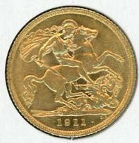 Image 1 for 1911S Australian George V Gold Half Sovereign