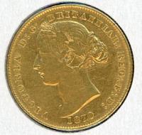 Image 2 for 1870 Australian Sydney Mint Gold Sovereign Type Two - E