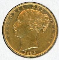 Image 2 for 1884M Australian Shield Gold Sovereign