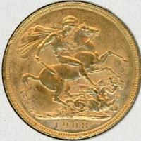 Image 1 for 1908M Australian Edward VII Gold Sovereign