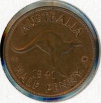 Image 1 for 1941 Australian Halfpenny - aUNC