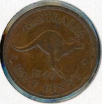 Image 1 for 1945 Y. Australian Halfpenny - gEF