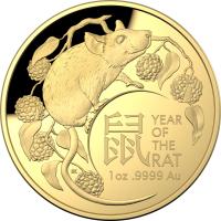 Image 2 for 2020 Lunar Year of the Rat 1oz Gold Proof Domed Coin