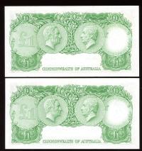 Image 2 for 1961 Consecutive Pair Coombs-Wilson One Pound Notes Last Prefix HK65 643851-852 UNC