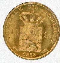 Image 1 for 1876 Netherlands Gold 10 Gulden