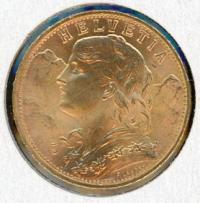 Image 2 for 1949 Swiss 20 Francs UNC