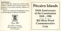 Image 3 for 1988 5oz Pitcairn Islands $50 Silver Proof .999 Coin